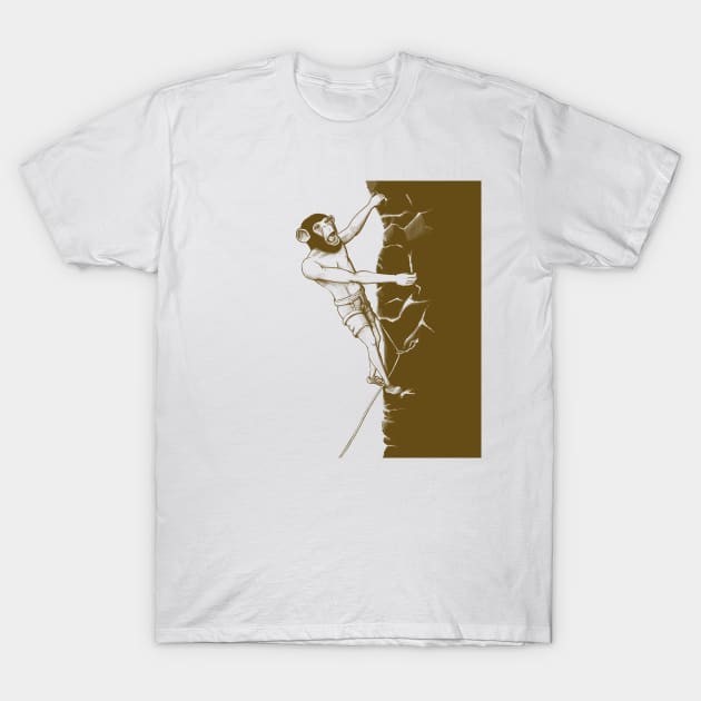 Monkey man climbing the wall T-Shirt by motylanoga